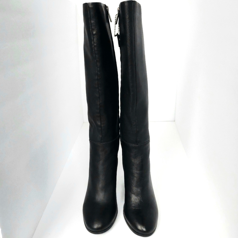 NWOB Kenneth Cole Black Soft Pebble Leather Justin Tall Riding Style Boot Sz 6